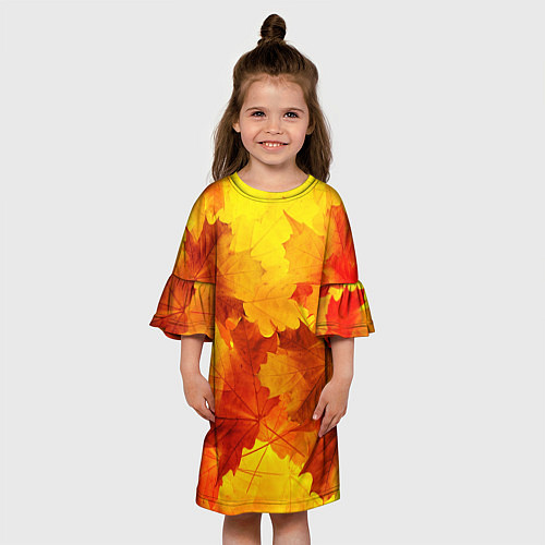 Детское платье Желтые-листья / 3D-принт – фото 3