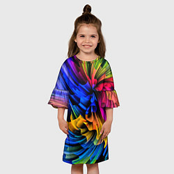 Платье клеш для девочки Абстрактная неоновая композиция Abstract neon comp, цвет: 3D-принт — фото 2