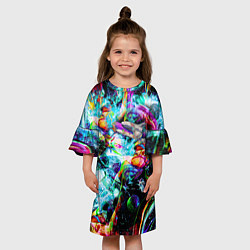 Платье клеш для девочки Красочный космос, цвет: 3D-принт — фото 2