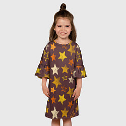 Платье клеш для девочки Звездное коричневое небо, цвет: 3D-принт — фото 2