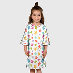 Платье клеш для девочки Яркие и разноцветные звезды, цвет: 3D-принт — фото 2