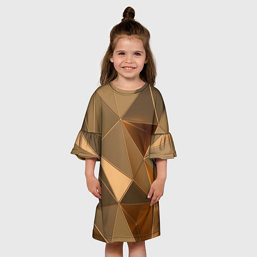 Детское платье Золотые 3D треугольники / 3D-принт – фото 3