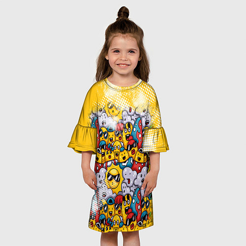 Детское платье Семья смайлов / 3D-принт – фото 3