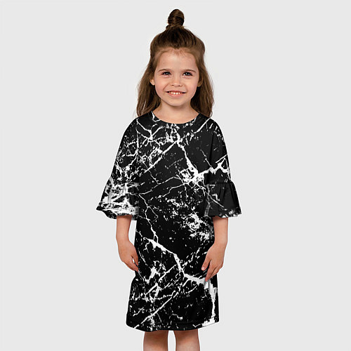 Детское платье Текстура чёрного мрамора Texture of black marble / 3D-принт – фото 3