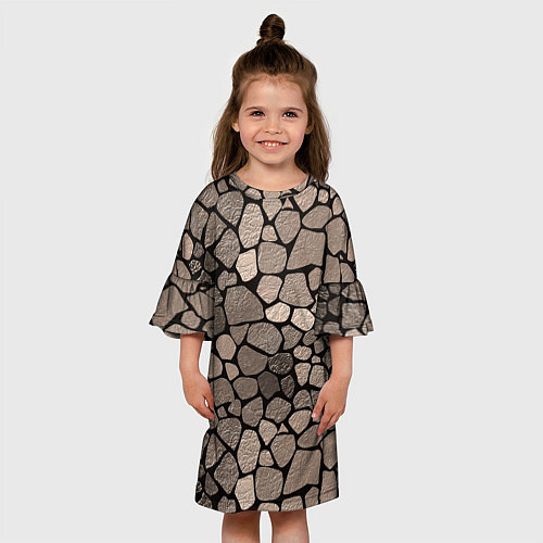 Детское платье Черно-коричневая текстура камня / 3D-принт – фото 3