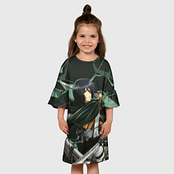 Платье клеш для девочки Микаса Аккерман из Атаки Титанов, цвет: 3D-принт — фото 2