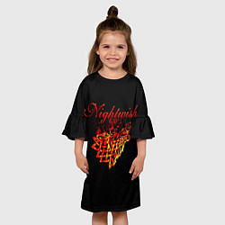 Платье клеш для девочки Nightwish кельтский волк с горящей головой, цвет: 3D-принт — фото 2