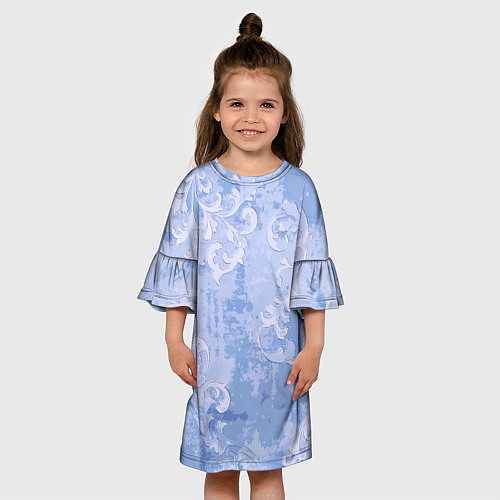 Детское платье Винтажный растительный летний орнамент / 3D-принт – фото 3