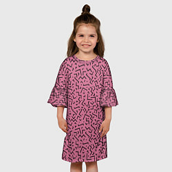 Платье клеш для девочки Минималистический паттерн на розовом фоне, цвет: 3D-принт — фото 2