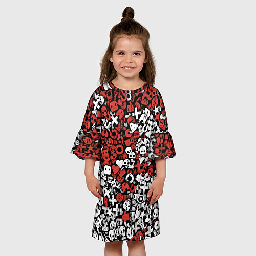 Детское платье Красно-белые знаки LDR / 3D-принт – фото 3