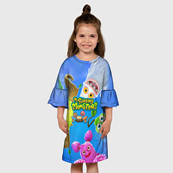 Платье клеш для девочки Мои поющие монстры, цвет: 3D-принт — фото 2