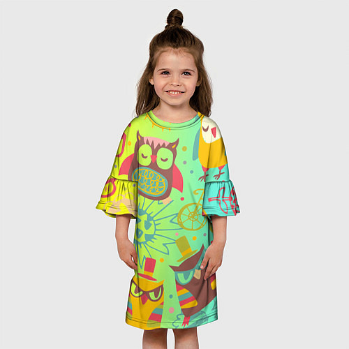 Детское платье Весёлые совы / 3D-принт – фото 3