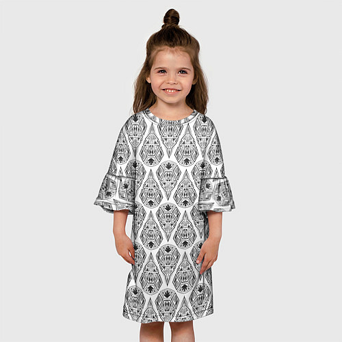 Детское платье Черно-белый геометрический узор Арт деко / 3D-принт – фото 3