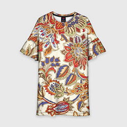 Платье клеш для девочки Цветочный винтажный орнамент, цвет: 3D-принт