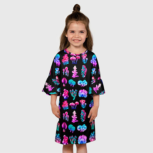 Детское платье NEON MUSHROOMS / 3D-принт – фото 3