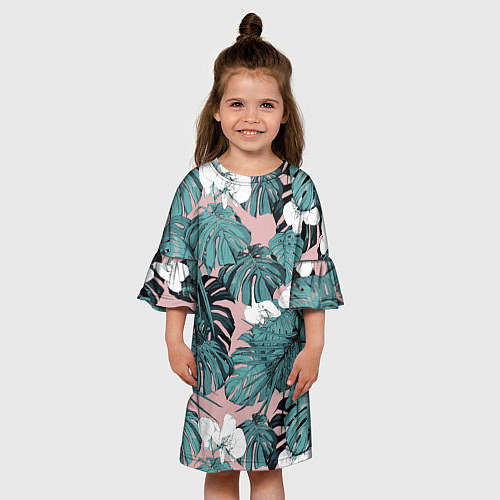 Детское платье Цветы Тропические Орхидеи / 3D-принт – фото 3