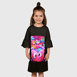 Платье клеш для девочки Poppy Playtime - Chapter 2 милые персонажи, цвет: 3D-принт — фото 2