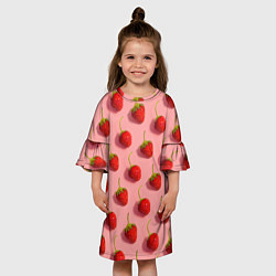 Платье клеш для девочки Strawberry Pattern, цвет: 3D-принт — фото 2