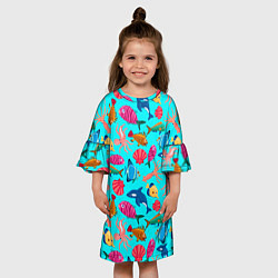 Платье клеш для девочки THE UNDERWATER WORLD OF THE OCEAN, цвет: 3D-принт — фото 2