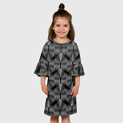 Детское платье Геометрический узор арт-деко черно-белый / 3D-принт – фото 3