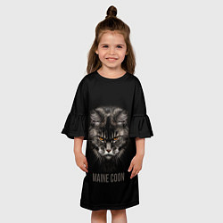 Платье клеш для девочки Maine coon - кот, цвет: 3D-принт — фото 2