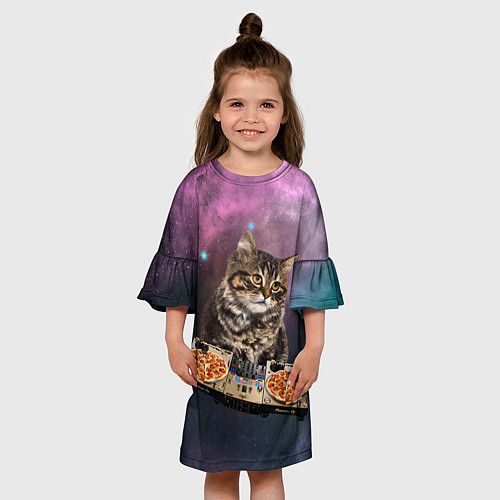 Детское платье Космический котёнок диджей Space DJ Cat / 3D-принт – фото 3