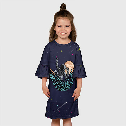 Детское платье Космонавт на волне серфинг / 3D-принт – фото 3