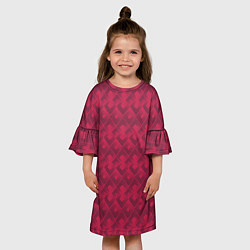 Платье клеш для девочки Современный красный геометрический узор арт деко, цвет: 3D-принт — фото 2