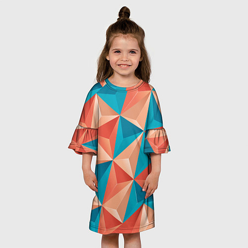 Детское платье Розово-бирюзовая полигональ / 3D-принт – фото 3