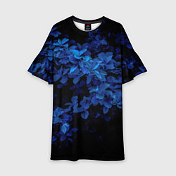 Платье клеш для девочки BLUE FLOWERS Синие цветы, цвет: 3D-принт