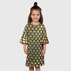 Платье клеш для девочки Чешуя золотая, цвет: 3D-принт — фото 2