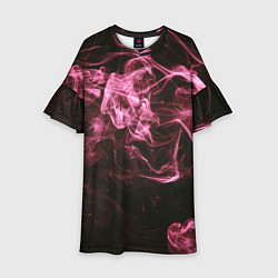 Платье клеш для девочки Неоновые пары дыма - Розовый, цвет: 3D-принт