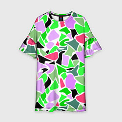 Детское платье Abstract pattern green pink spots