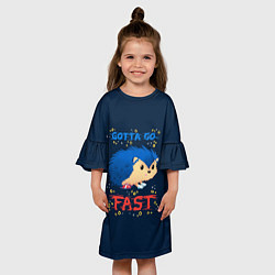 Платье клеш для девочки Little Sonic gotta go fast, цвет: 3D-принт — фото 2