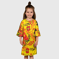Платье клеш для девочки Хохломская Роспись Цветы, цвет: 3D-принт — фото 2