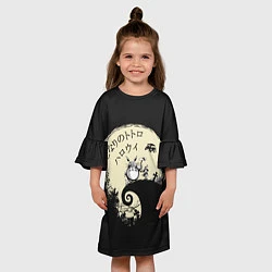Платье клеш для девочки Тоторо Хэллоуин, цвет: 3D-принт — фото 2