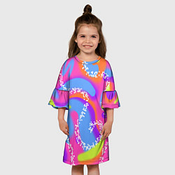 Платье клеш для девочки Барби и Кен паттерн костюм, цвет: 3D-принт — фото 2