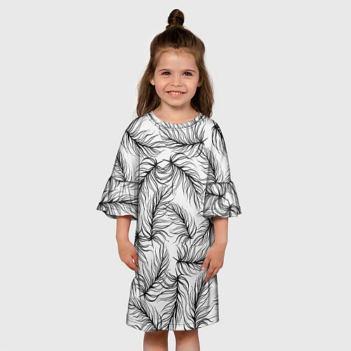Детское платье Чёрные Перья / 3D-принт – фото 3