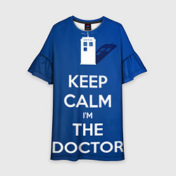 Платье клеш для девочки Keep calm Im the Doctor, цвет: 3D-принт