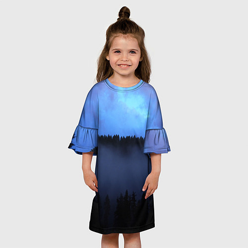 Детское платье Неоновое небо над лесом / 3D-принт – фото 3