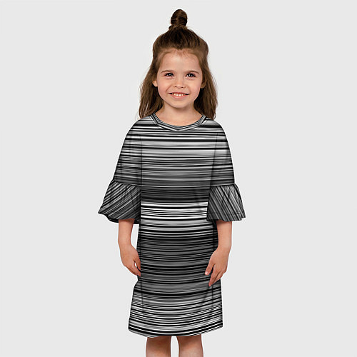 Детское платье Black and white thin stripes Тонкие полосы / 3D-принт – фото 3