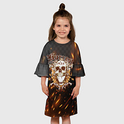 Платье клеш для девочки Череп, стволы и листья, цвет: 3D-принт — фото 2