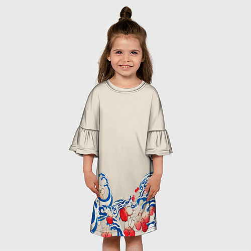 Детское платье Японский орнамент волн / 3D-принт – фото 3