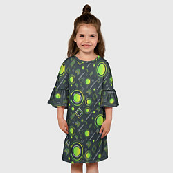Платье клеш для девочки Движение Геометрических Фигур, цвет: 3D-принт — фото 2