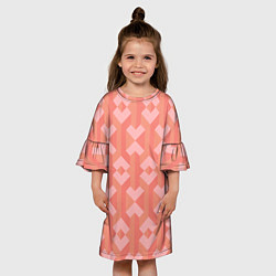 Платье клеш для девочки Геометрический узор розового цвета geometric pink, цвет: 3D-принт — фото 2