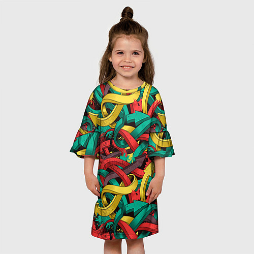 Детское платье Граффити стрелки Паттерн / 3D-принт – фото 3