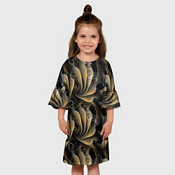 Платье клеш для девочки Золотистые абстрактные узоры, цвет: 3D-принт — фото 2