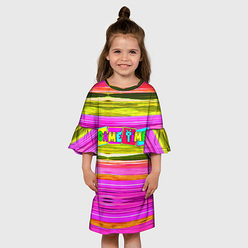 Детское платье Game time Абстрактный полосатый узор / 3D-принт – фото 3
