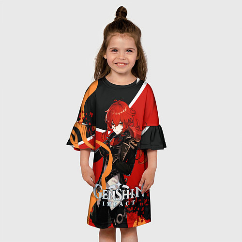 Детское платье Дилюк-красноволосый холостяк / 3D-принт – фото 3