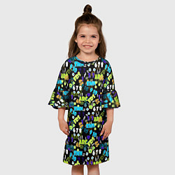 Платье клеш для девочки Multicolored alphabet and numbers, цвет: 3D-принт — фото 2